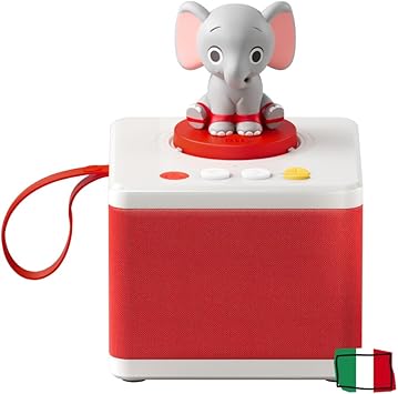 FABA - Cuentacuentos Blanco- Cuentacuentos para Niñas y Niños, Altavoz con el Personaje Sonoro Ele l'Elefante, Juego Educativo, Contenido EN Italiano